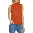 thumbnail image 1 of Summer Workout Dressy Casual Tank Tops for Women, 2024 Women Sleeveless Mock Neck Tops for Women, Sweater Knit Turtleneck Soft Basic Vest Tank Lightweight Orange, 1 of 8