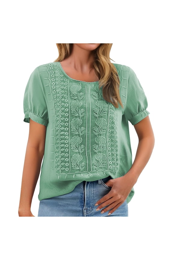 Summer Workout Tops for Women Summer Fitness Clothing Blouson Pullover Clothes Comfortable Womens Short Sleeve Tunic Blouse Mint Green