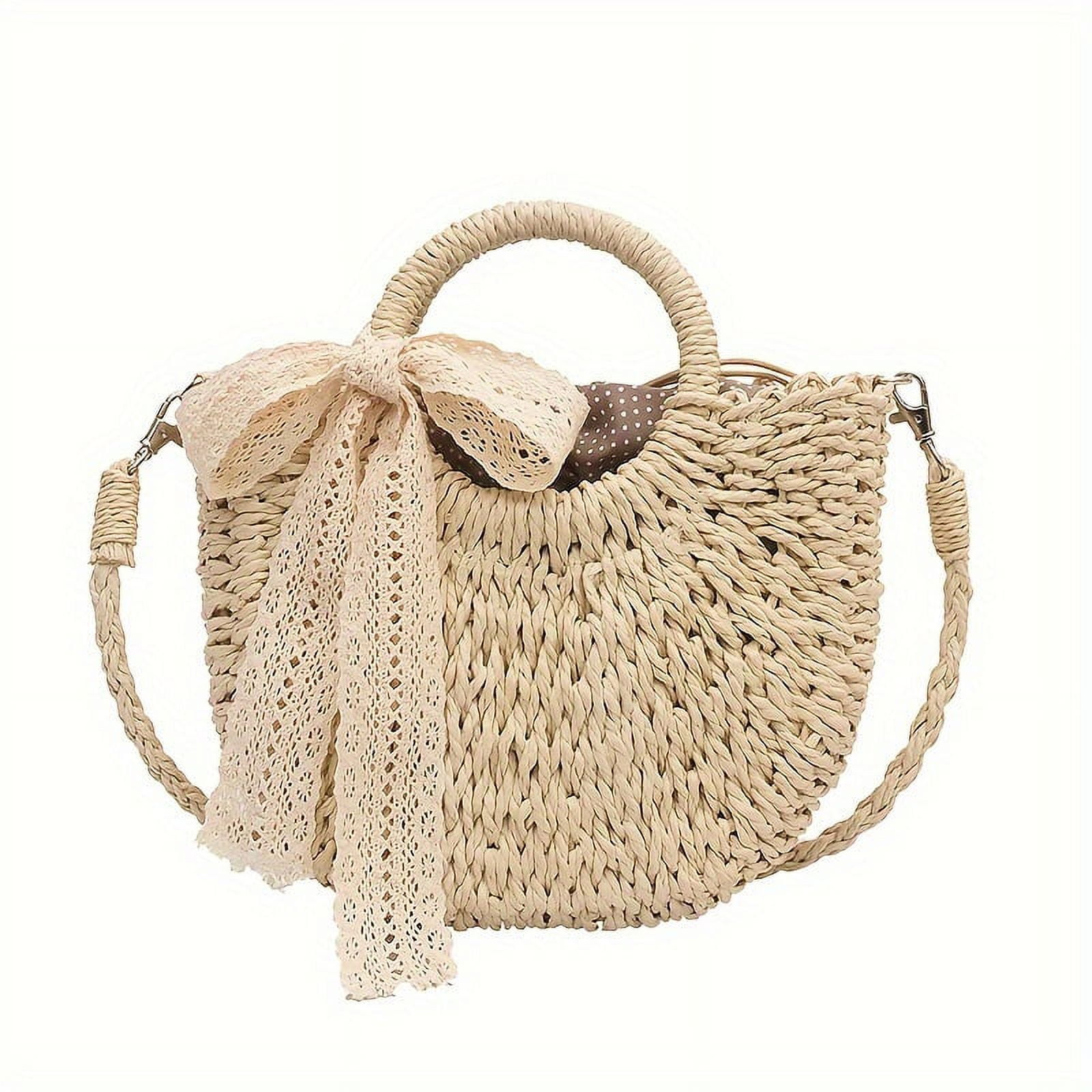 Raffia Floral Embroidery Straw Bag French One Shoulder Portable Straw Bag Woven Bag Seaside Vacation Beach Bag Women Bag main image 1