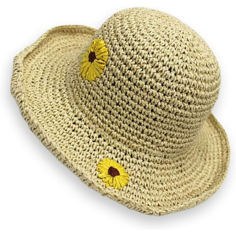 Summer Woven Straw hat Sun Flower Straw hat with Small Yellow