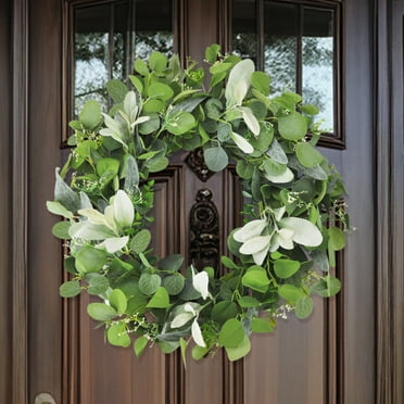 Spring Summer Wreath for Front Door Wreath with Eucalyptus Leaves for Indoor Outdoor Farmhouse Home Porch Wall Window Festival Wedding Decor