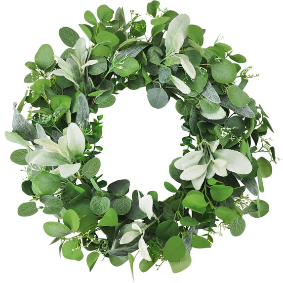 Spring Summer Wreath for Front Door Wreath with Eucalyptus Leaves for Indoor Outdoor Farmhouse Home Porch Wall Window Festival Wedding Decor
