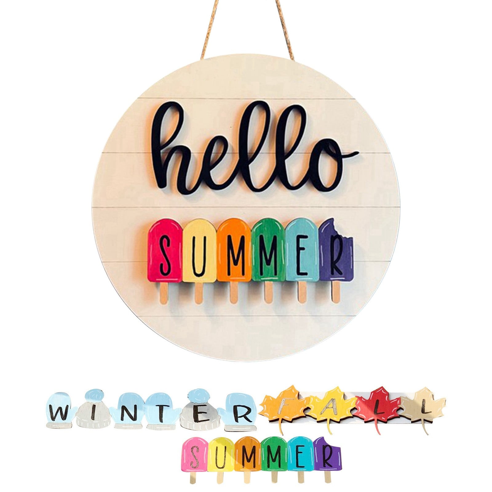 Summer Wreaths for Front Door Hello Summer Wreath Sign Changeable Year