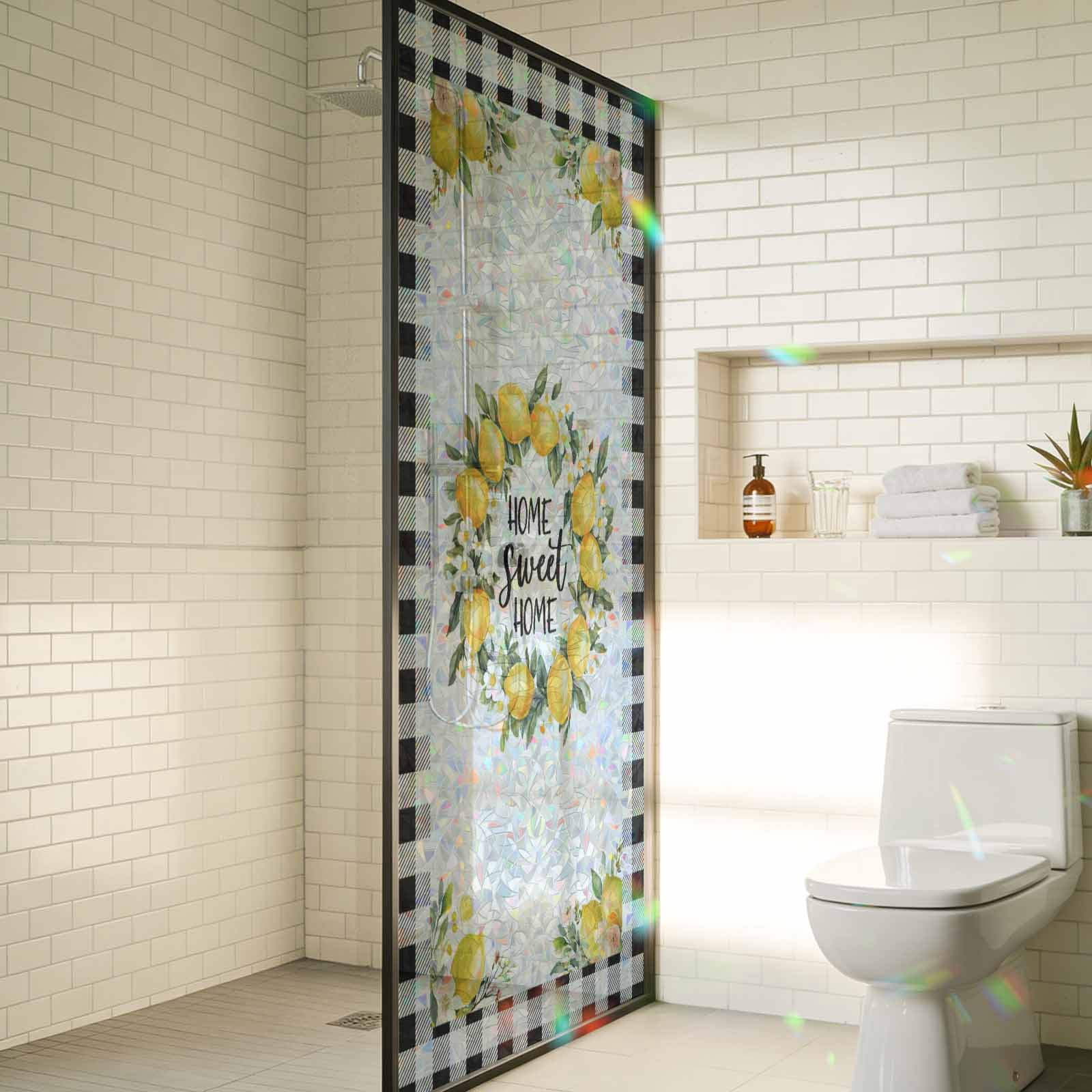 Summer Yellow Lemon Window Privacy Film Rainbow Static Cling Stain ...