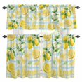 thumbnail image 1 of Summer Yellow Lemons Kitchen Curtains Valances and Tiers Set of 3 Country Farm Watercolor Fruit Green Leaf Blue Plaid Tier Curtains and Valance with Rod Pocket for Small Windows, 27.5"x24", 1 of 9