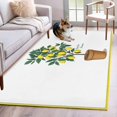 thumbnail image 1 of Summer Yellow Lemons Washable Area Rugs 4'x6', Green Leaf Botanical Garden Frame Low Pile Throw Living Room Rug Non-Slip Sturdy Edge Binding Carpet for Indoor Entryway Bedside Kitchen, 1 of 9