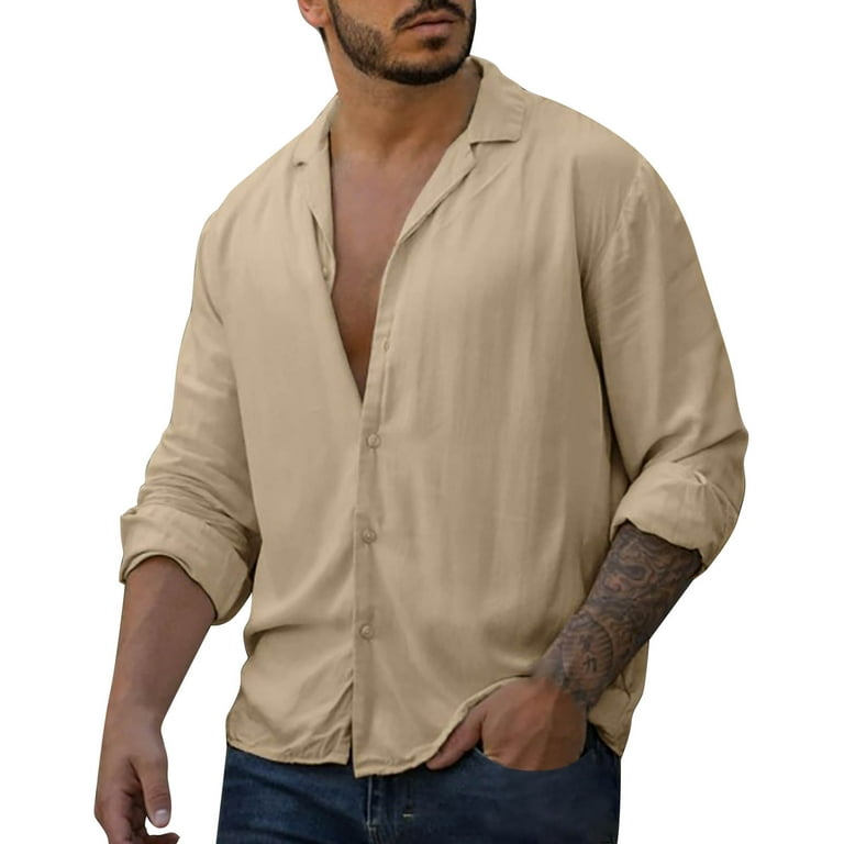 Slim Fit Beige cotton Linen Shirt