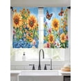 thumbnail image 1 of Summer Yellow Sunflower Sheer Curtains for Living Room Bedroom Daisy Wildflower Pastoral Sheer Curtains 45 Inch Long 2 Panels Set Light Filtering Curtain Window Treatments Drapes for Dining Room, 1 of 6