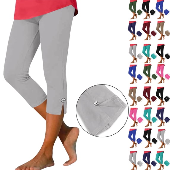 Summer Yoga Leggings For Women High Waisted Solid Color Capris Mesh Splicing Slim Fitting Womens Capri Pants Gray S-3XL
