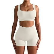 XBMEGO Summer Yoga Suit Short Sleeve Gym Clothes Push Up Training Fitness Yoga Bodysuit Sportswear Women's Short One Piece Sports Suit