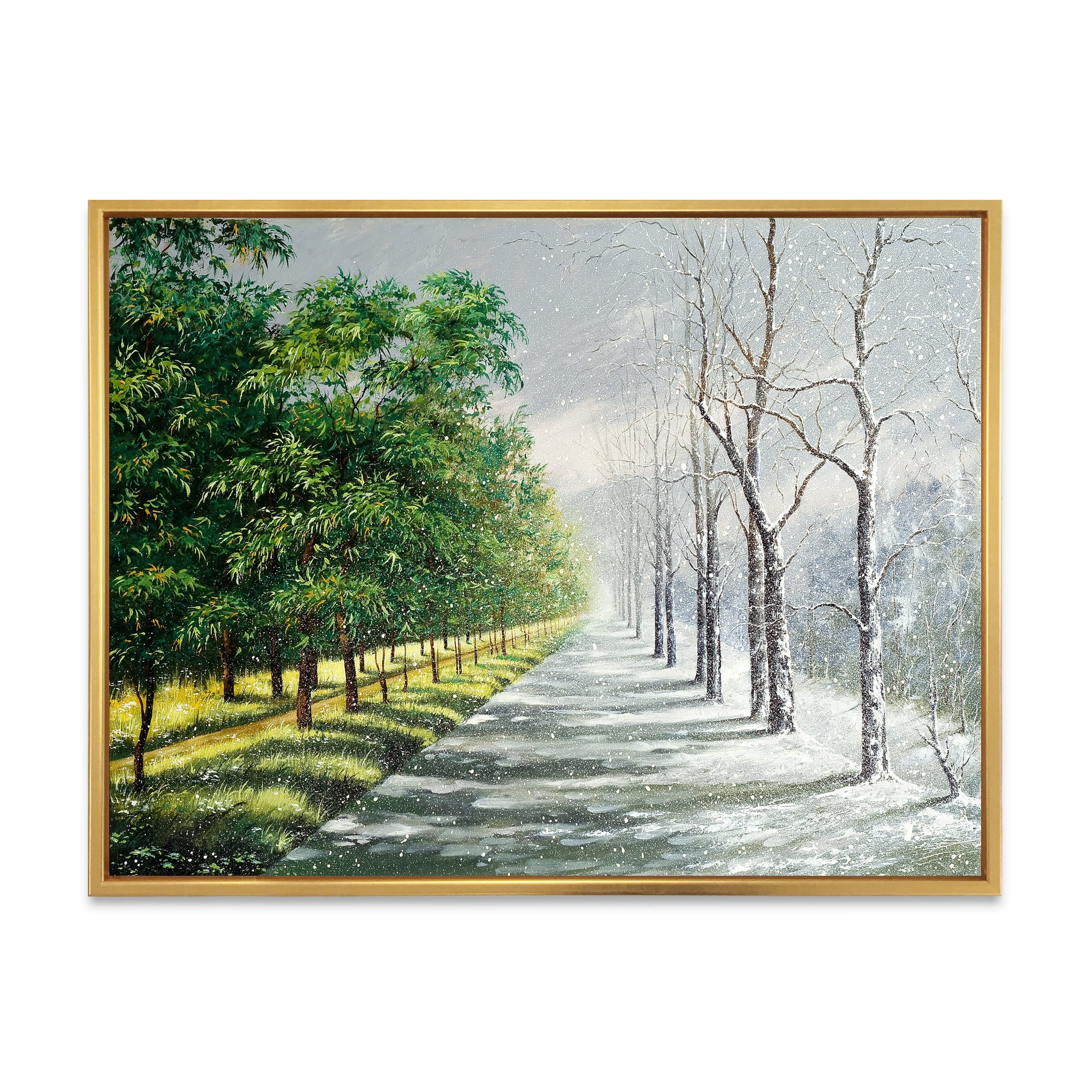 Summer and Winter United 20 in x 12 in Framed Photography Canvas Art Print, by Designart