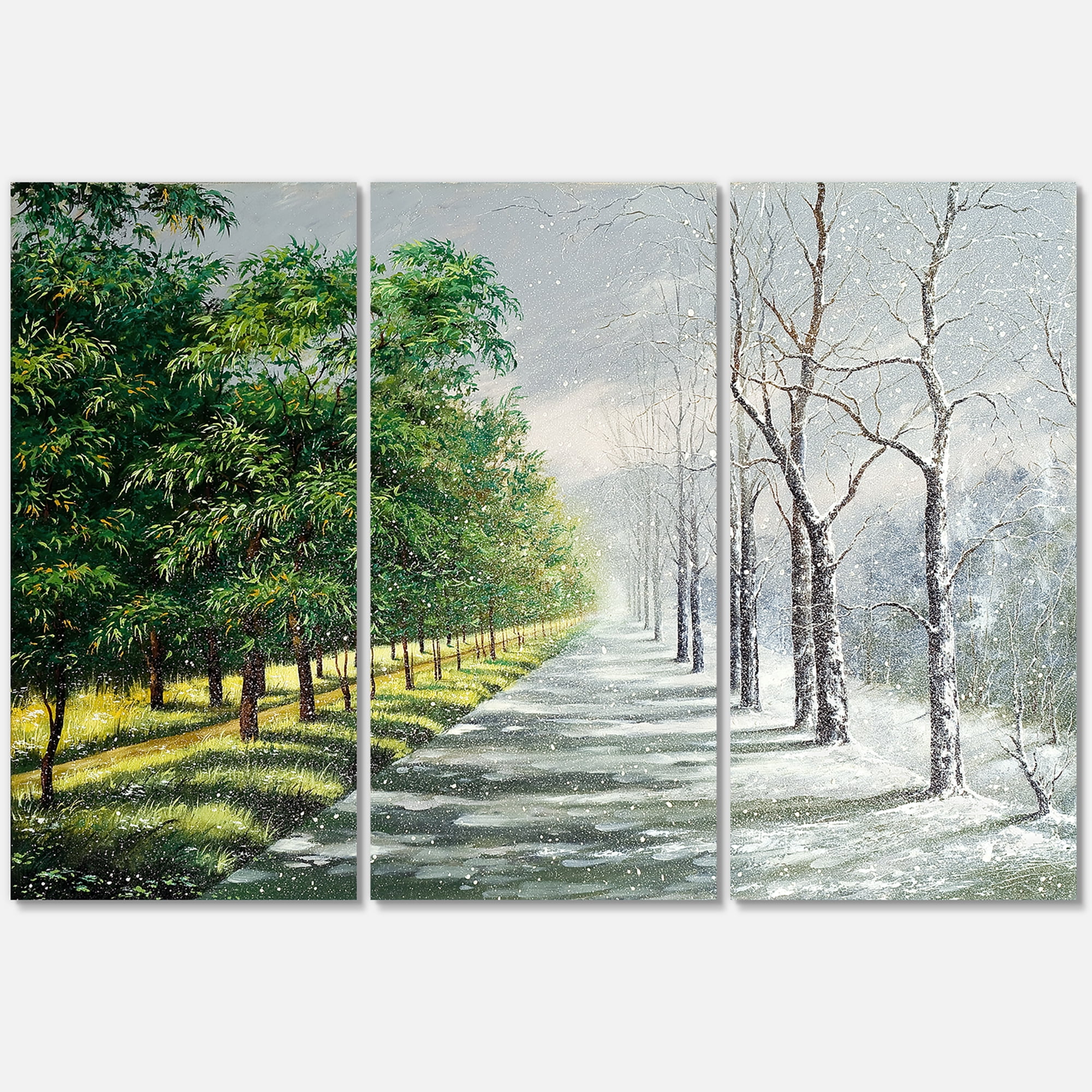 Designart ' Summer and Winter United ' Country Canvas Wall Art Print