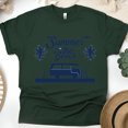 thumbnail image 1 of Summer at the Beach Van T-Shirt – Retro Palm Tree Graphic Tee, Forest Green, Size 2XL, 1 of 6