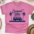 thumbnail image 1 of Summer at the Beach Van T-Shirt – Retro Palm Tree Graphic Tee, Heliconia, Size 2XL, 1 of 6