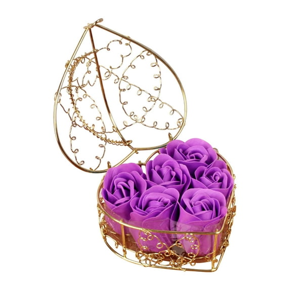 Summer beauty, Iron Basket Rose Soap Flower Gift Box Tanabata Valentine's Day Gift Eternal Flower Wedding Creative Gift