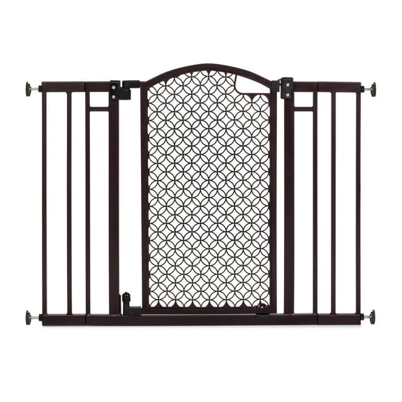 Summer by Ingenuity Modern Home Decorative Walk-Thru Safety Pet and Baby Gate, 28 - 42" Wide, 30" Tall - Metal and Bronze Finish