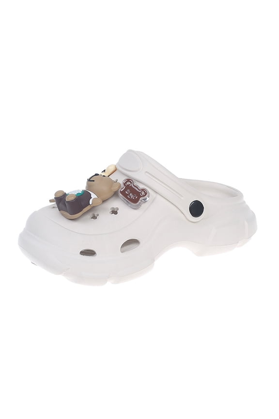 Summer cartoon silver bear clogs for boys and girls, new parent-child EVA slippers with soft soles, non-slip closed-toe sandals, comfortable and versatile