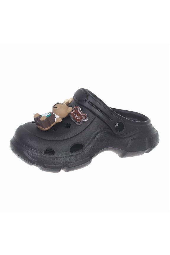 Summer cartoon silver bear clogs for boys and girls, new parent-child EVA slippers with soft soles, non-slip closed-toe sandals, comfortable and versatile