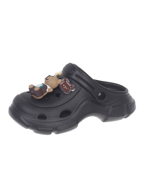 Summer cartoon silver bear clogs for boys and girls, new parent-child EVA slippers with soft soles, non-slip closed-toe sandals, comfortable and versatile