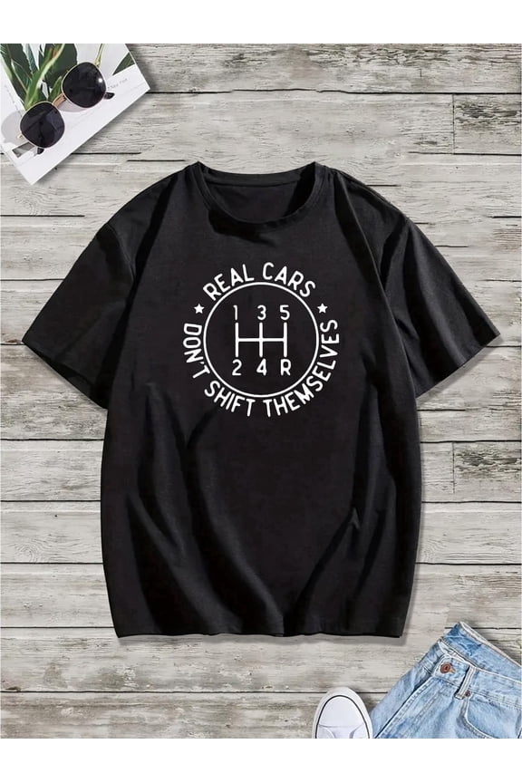Summer casual short-sleeved T-shirt, men's printed T-shirt, real car pattern