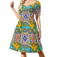 thumbnail image 1 of Summer citrus mosaic background Mediterranean style lemon fruit pattern Sleeveless Dress Woman clothes, 1 of 5