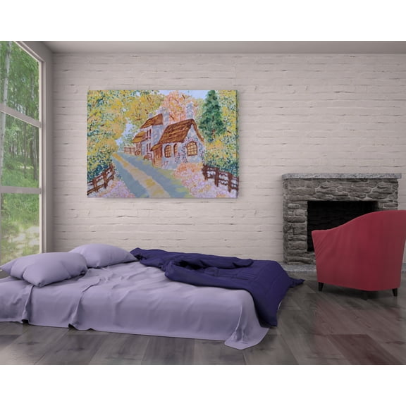 Summer cottage painting canvas wall decor