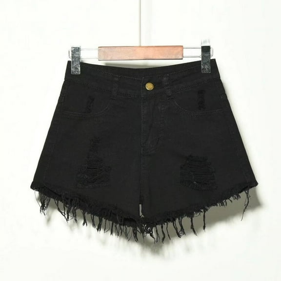 Summer high waist casual loose denim shorts for women