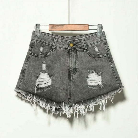 Summer high waist casual loose denim shorts for women