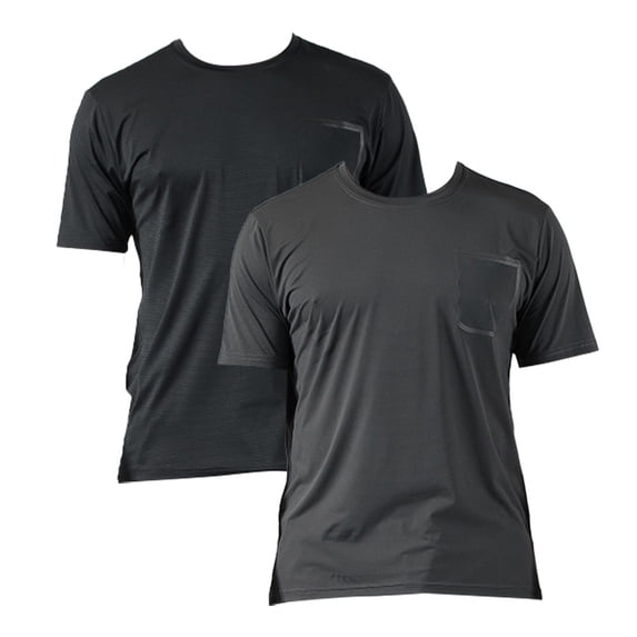 Summer ice silk seamless pocket Men's large loose casual sports t-shirt elastic 2pcs