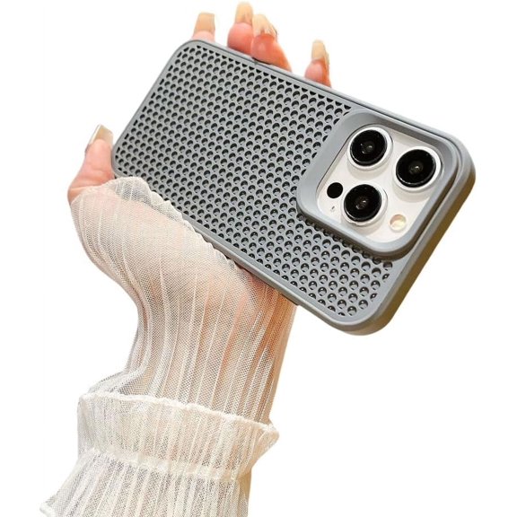 Summer models mesh cooling large hole phone case, multi-color optional, all-inclusive anti-drop, stylish and simple, for iPhone 15 14 13 12 11 Pro Max Plus phone case (Grey,iPhone 15 Pro Max)