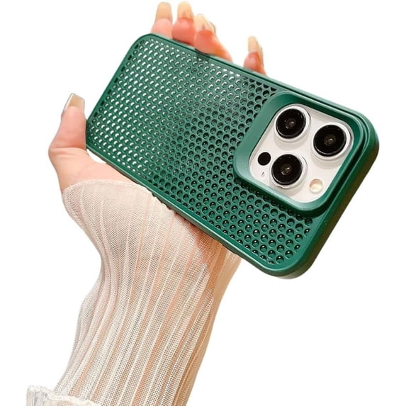 Summer models mesh cooling large hole phone case, multi-color optional, all-inclusive anti-drop, stylish and simple, for iPhone 15 14 13 12 11 Pro Max Plus phone case (Green,iPhone 14 Plus)