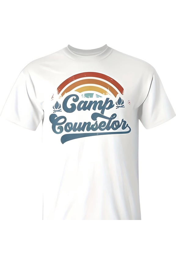 Summer mp Counselor Staff Groovy Rainbow mp Counselor T-Shirt Y2K Style Summer Top, Loose Fitti6