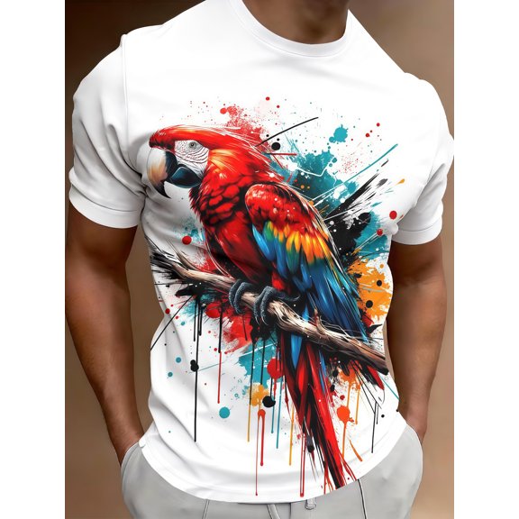Summer new 3D abstract pattern cartoon short-sleeved digital printing design T-shirt elements trendy men's casual fashion breathable top