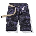 thumbnail image 1 of Summer outdoor European and American style multi pocket shorts, men's loose casual 5 point camouflage work shorts (PURPLE,36), 1 of 6