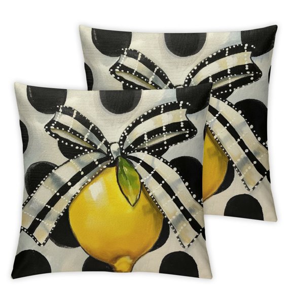 Summer pillowcase polka dot watercolor lemon pillowcase summer decoration pillow summer cushion cover sofa decoration 1 Set 2, Various Sizes