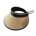 thumbnail image 1 of Summer raffia straw hat ladies outdoor sunshade big brim sunscreen hat lightweight breathable empty top hat, 1 of 5
