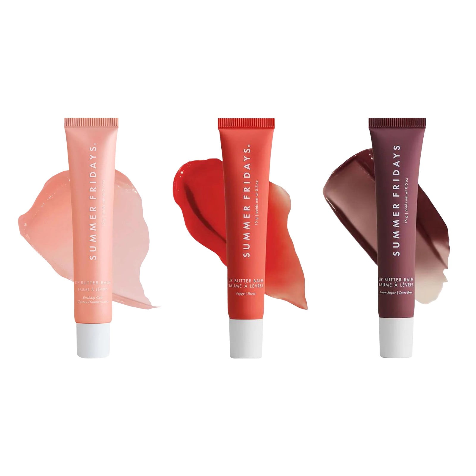 Summer Ⓕridays CAKE+BROWN SUGAR+POPPY Sweet and Nutty Lip Balm Trio