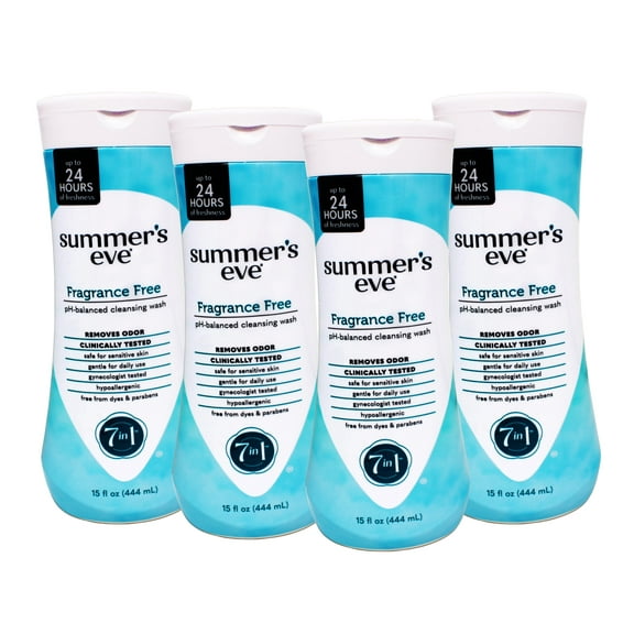 Summer's Eve Fragrance Free Feminine Cleansing Wash - 15 fl oz,  Pack of 4