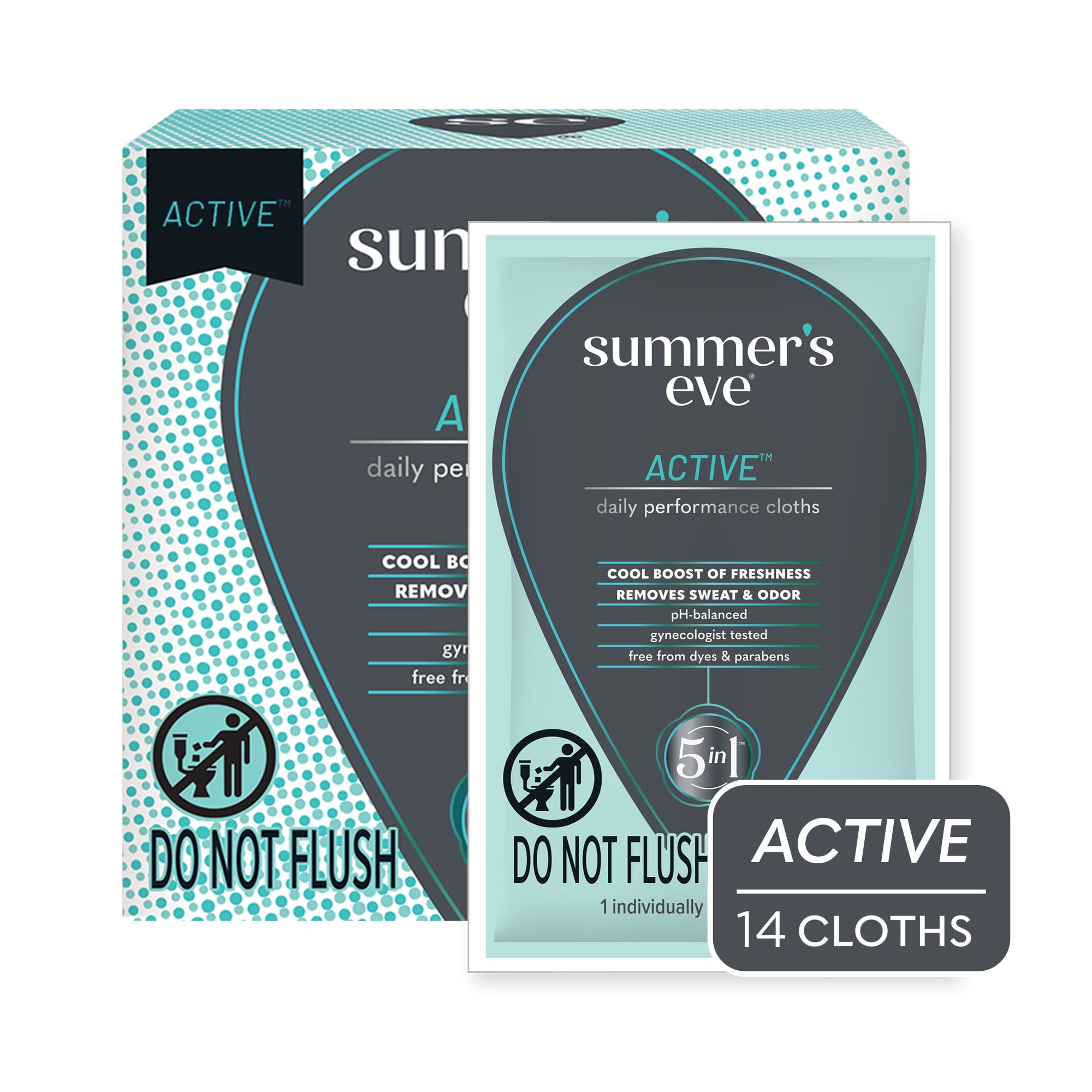 Summers Eve Active Daily Perfomance Feminine Wipes, pH Balanced, 14 Count