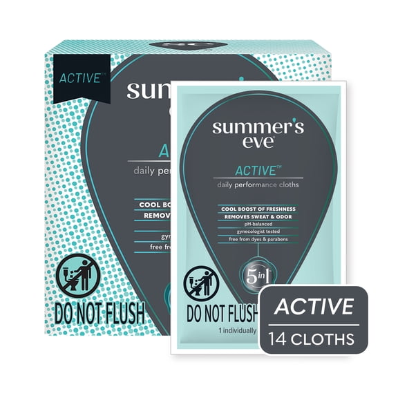 Summers Eve Active Daily Perfomance Feminine Wipes, pH Balanced, 14 Count