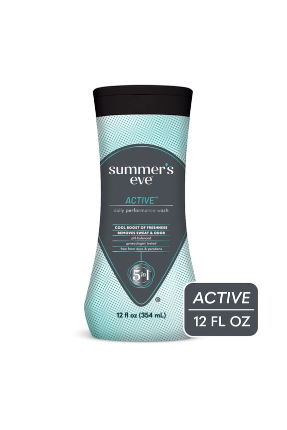 Summers Eve Active Daily Performance Feminine Wash for Adults, pH Balanced, 12 fl oz
