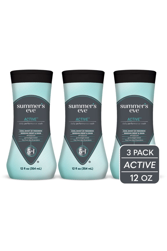 Summers Eve Active Daily Performance Feminine Wash, pH Balanced, 12 fl oz bottle 3 Pack