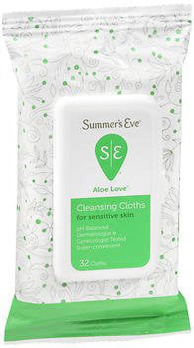Summer's Eve Aloe Love Cleansing Cloths for Sensitive Skin, 32 Count 4 Pack
