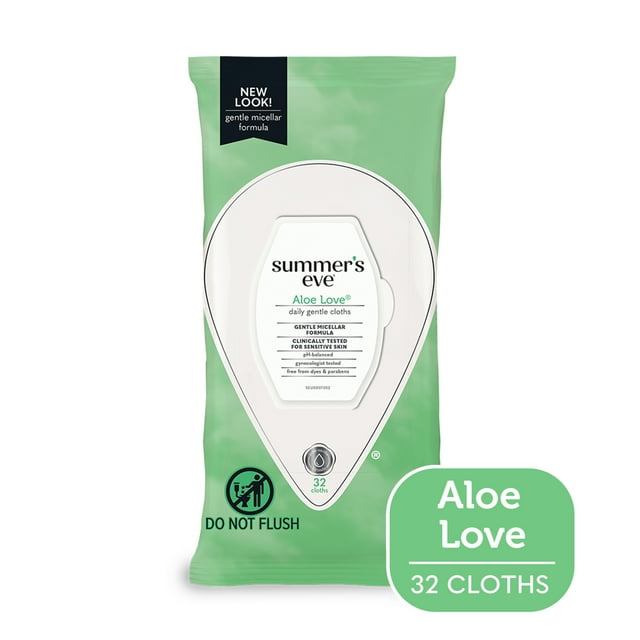 Summer’s Eve Aloe Love Gentle Daily Feminine Wipes, Removes Odor, pH