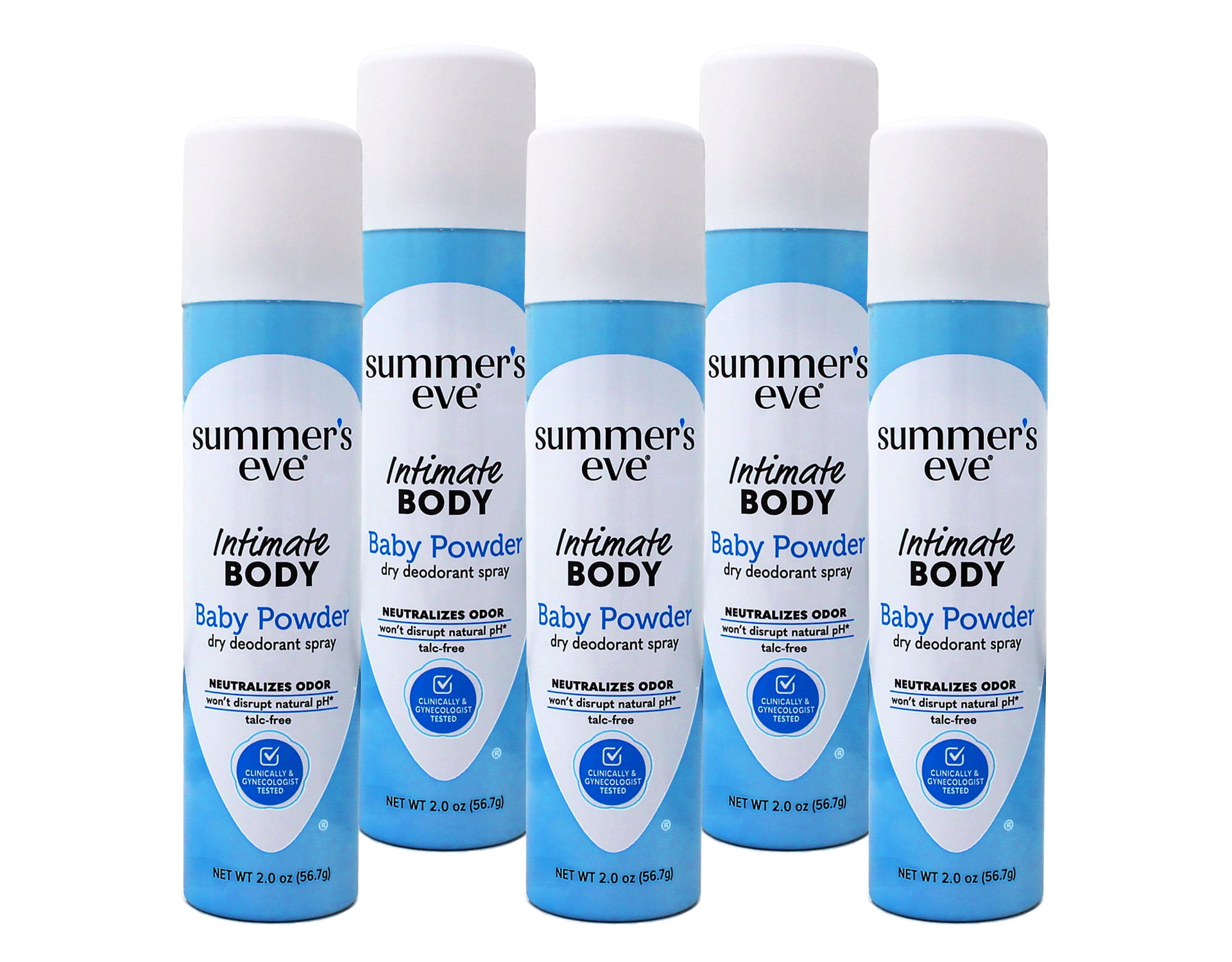 Summer's Eve Baby Powder Daily Gentle Feminine Spray, 2 oz (Pack of 5)