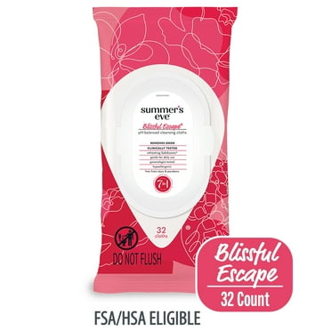 Summer’s Eve Blissful Escape Daily Feminine Wipes, Removes Odor, pH Balanced, 32 Count