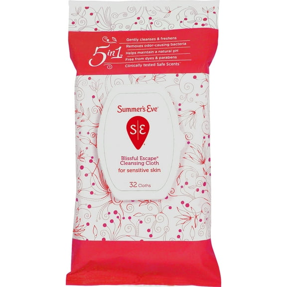 (2 pack) Summer’s Eve Blissful Escape Daily Feminine Wipes, Removes Odor, pH Balanced, 32 Count