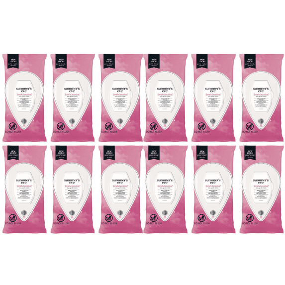 Summer's Eve Cleansing Cloths for Sensitive Skin, Simply Sensitive, 32 oz (Pack - 12)