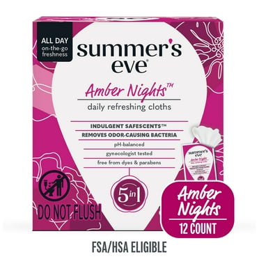 Summer's Eve Cleansing Wipes, Amber Nights with Oat and Shea Extracts, 12 Count