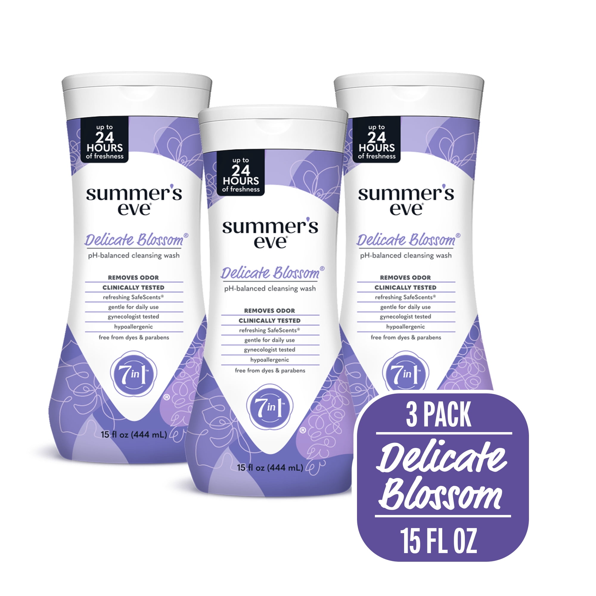 Summer's Eve Delicate Blossom Daily Feminine Wash, 15 fl oz, 3 Pack